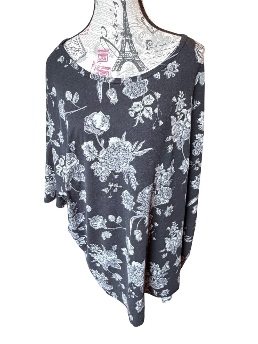 LuLaRoe Black Floral Scoop Neck Tunic
